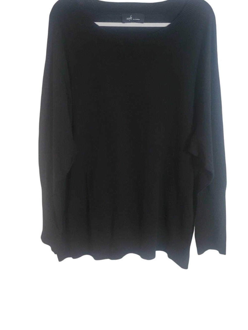 Soft by Naadam Womens 3x Black Cotton Cashmere Dolman Boat Neck Sweater Cozy